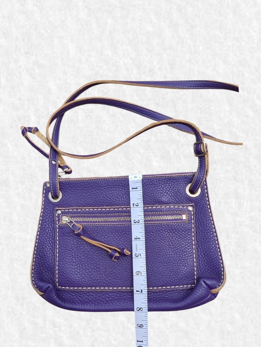 Roots Purple Pebbled Leather Crossbody Bag with Adjustable Strap - Picture 6 of 7